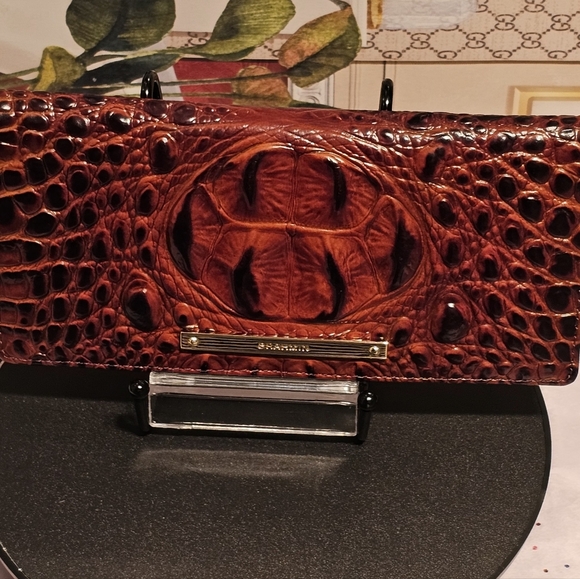 Brahmin Croc Embossed Pecan MelbourneADy Bifold Wallet (Nwot)
